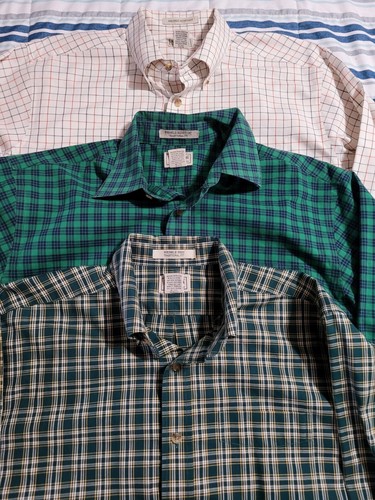 3 LL Bean traditionelle Passform Herren Large Tall LT Knopfleiste Langarmhemden L194