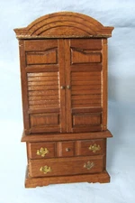 DOLLHOUSE FURNITURE 1:12 Armoire Honey Pine Bed Room Wood Working Drawers (A1)