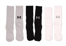 Under Armour Boy's Performance Socks, Lot of 3 - Black/Grey/White - LG ESF17060