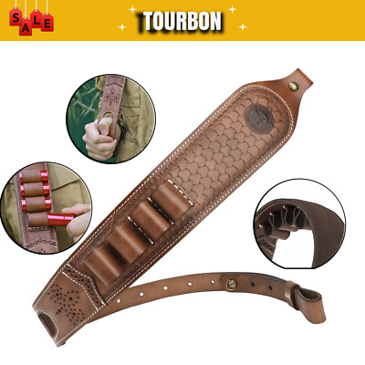 TOURBON Leder Flintenriemen Tragegurt Schusswaffen 12 GA Munition Gewehrriemen