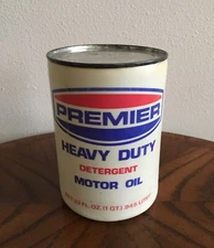 Vintage Motor Oil Can PREMIER Heavy Duty Detergent PLASTIC QUART Hauck ROLLA MO.