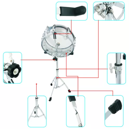 Professional Chrome Plated Dumb Snare Drum Stand Tripod Silver Standard US - Picture 2 of 12