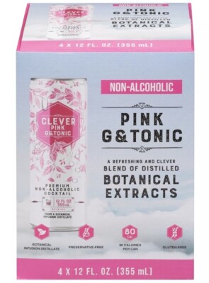 Clever Mixer Pink G Tonic Non-Alcoholic 4Pack 48 Fl Oz (Pack Of 2)
