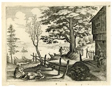 Antique Master Print-LANDSCAPE-TOPOGRAPHICAL-LAKE-RURAL-Merian-c.1620