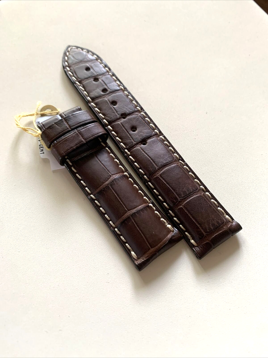 Longines Watch Strap Alligator Mat Dark Brown Padded 18/18mm