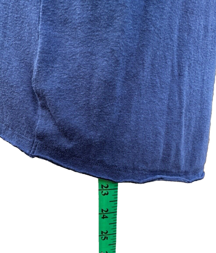 T-shirt Solutions ricamata top L blu navy maniche corte collo scoop era nativa azteca - Foto 12 di 13