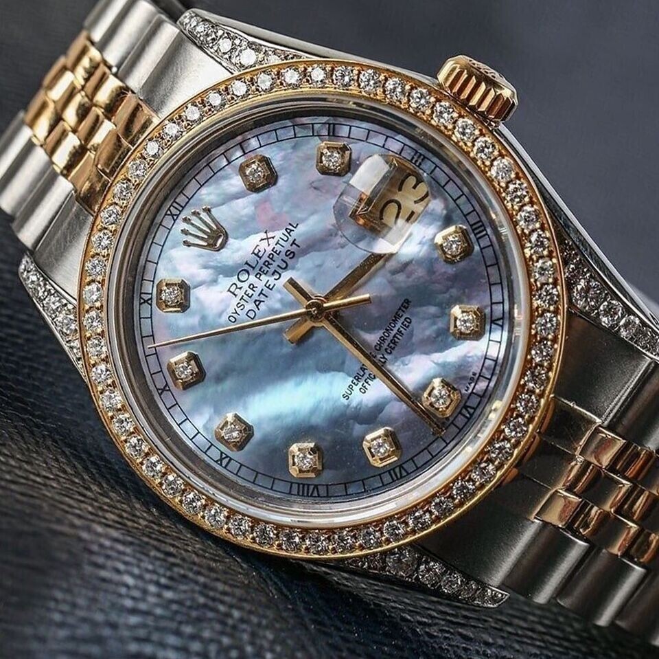 Rolex Datejust 36 mm Two Tone Watch Tahitian Mother Of Pearl