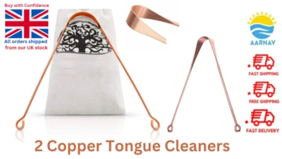 AARNAV 2 X Copper Tongue Cleaner Tongue Scraper Oral Dental Care Ulyu Ulyoo No Pouch