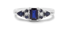 Women's 1.30 CT Blue Sapphire White Cubic Zirconia Women's Ring In 925 Silver