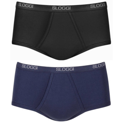 Sloggi Men's Basic Maxi Briefs - Single Pack, Premium Comfort, Black/Blue