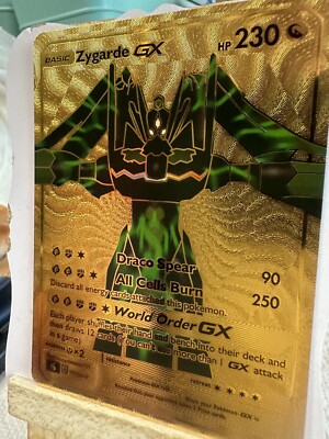Zygarde GX Gold Foil Fan Art Draco Spear NM | eBay