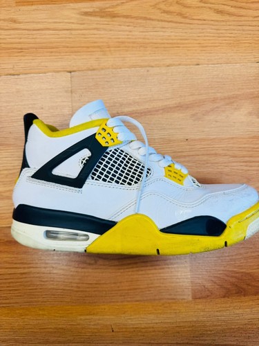 Nike Air Jordan 4 Retro Women's Size-8 White Yellow Vivid Sulfur - Picture 6 of 8