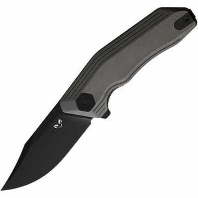 Damned Designs DMN005TSW2 Cerberus Gray Ti Liner 2.75  S35VN Clip Folding Knife