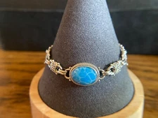 Sarda,Bali Handmade,Fossilized Coral & Sterling”Love” Toggle Bracelet 6.5- 8.0”