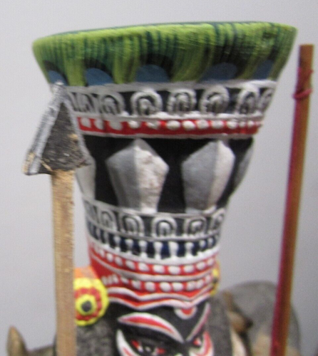 Vintage Mask Wall Decor Sculpture Kathakali Statue Wooden Hand Painted - Picture 3 of 9