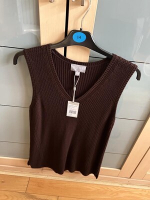 PURE collection John Lewis chocolate sleeveless cotton jumper