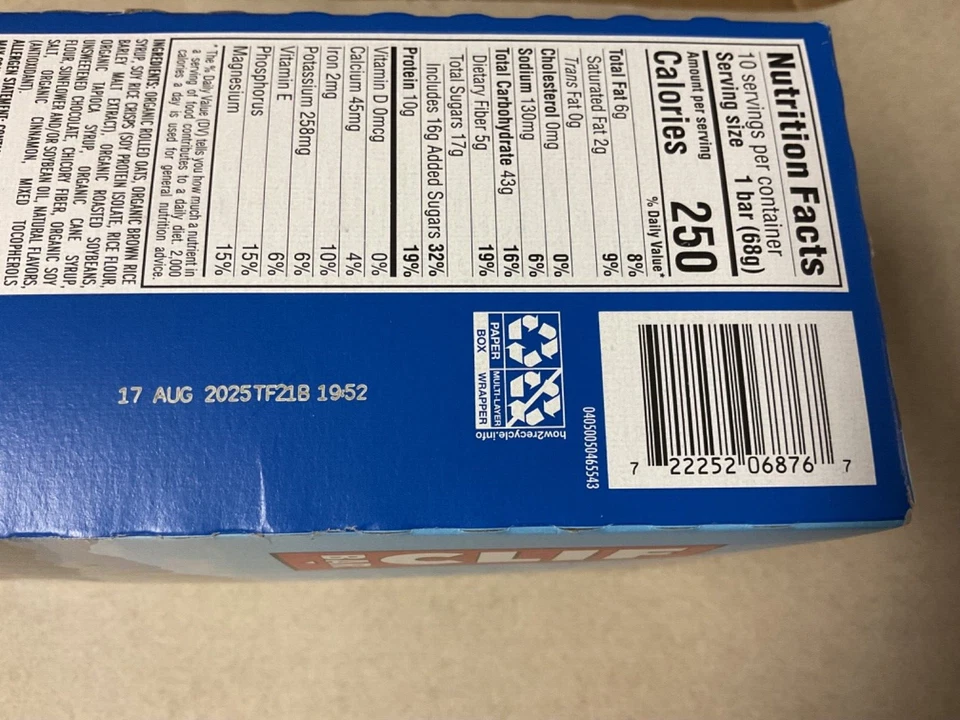 10-Pack CLIF Energy Chocolate Chip Organic Oats 2.4oz - Image 3 of 3