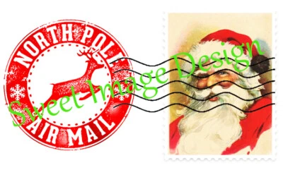 SWEET IMAGE DESIGN Christmas Stamp Stickers Santa Father Christmas Parcel Post North Pole Stamp