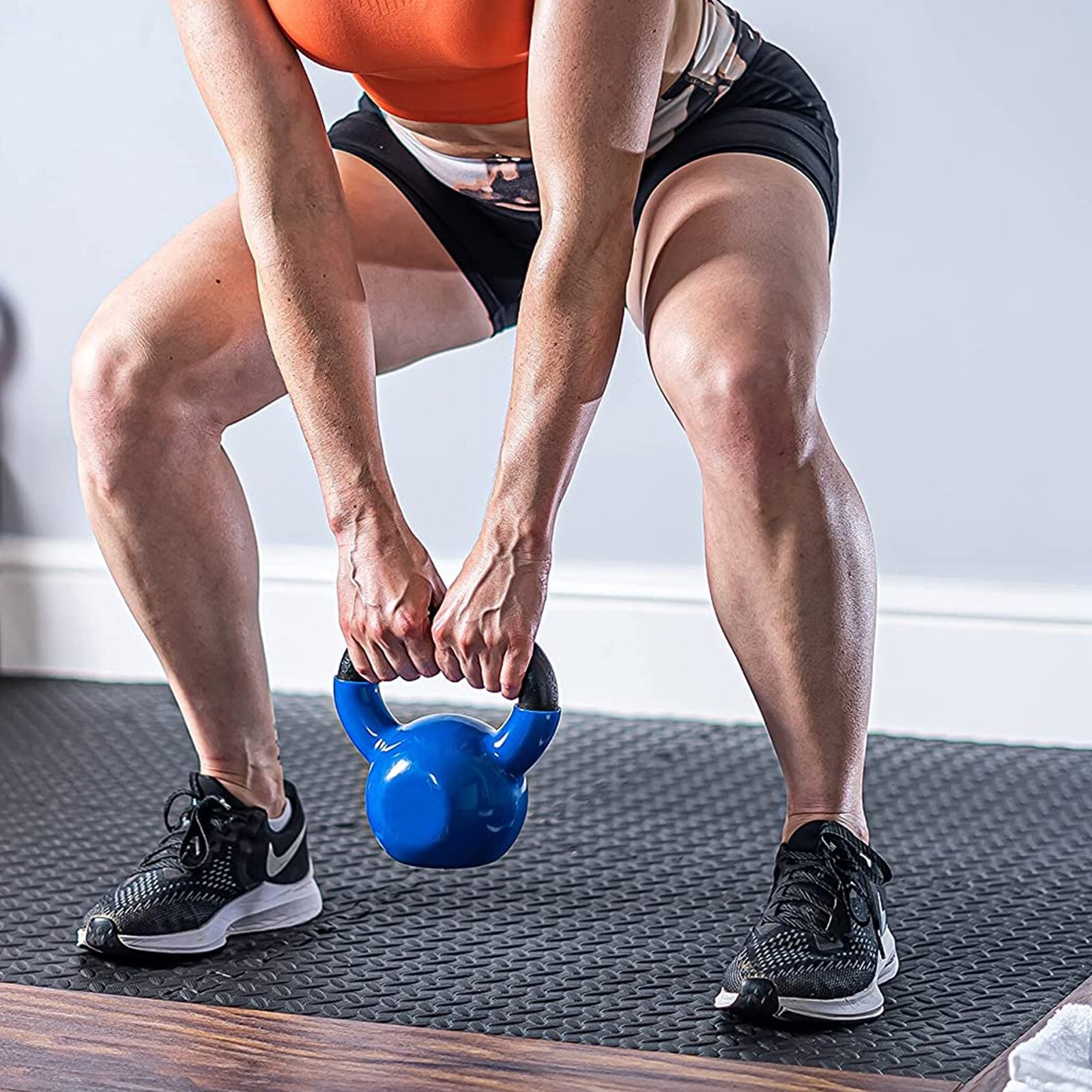 Vinyl Coated Cast Iron Kettlebells Set 15 20 25 30 Pound Weight Lifting