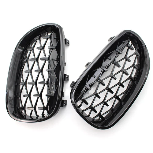 Replace Black/Chrome Front Diamond Kidney Grille ABS For 2003-2010 BMW E60 E61 - Bild 10 von 17