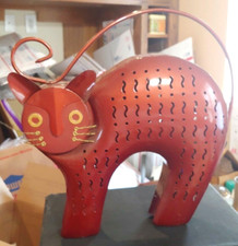 metal yard sculpture scary cat kitten add lighting