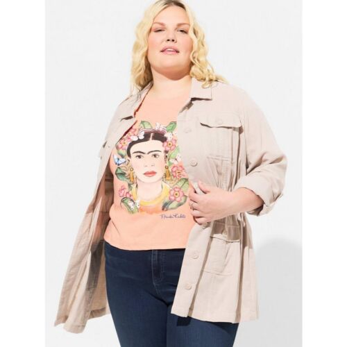 Women's Torrid Plus Size 4, 4X, 26 Chateau Gray, Tan Utility Coat, Jacket