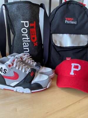 Nike Air Trainer 1 TEDxPortland SET Year 10 Bundle Shoes Sz 10 Shirt L Hat Rare Size 7 - custom Nike Air Trainer 1 x TEDxPortland - ATTN  main image 3