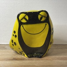 Italian Ceramic Frog Bank Yellow/Lime Green Black Colors Baldelli Pottery