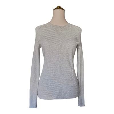 J.McLaughlin Women s Ribbed Knit Long Sleeve Sweater Top Gray Modal Blend Size S