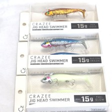 Crazy Jig Head Swimmer 15g Set - Red Gold, Glow, Blue Pink Iwashi, Fishing