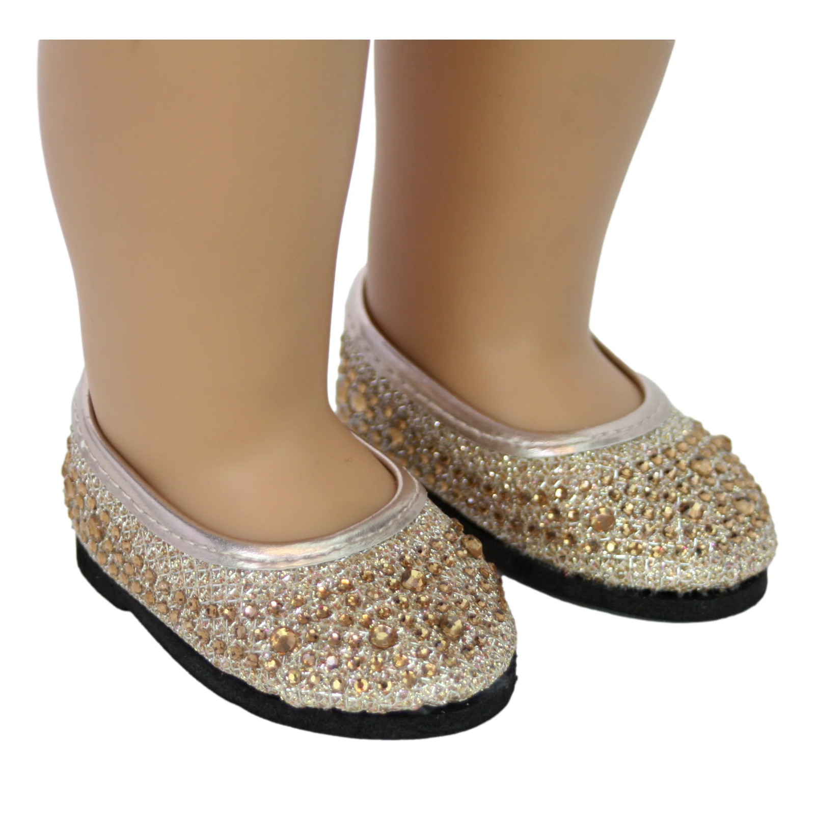 Gold Rhinestone Flats Shoes 18" Doll Clothes that Fits American Girl Dolls