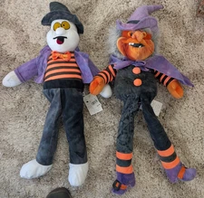 NWT Halloween Stuffins Ghost + Witch Plush Vtg 1997 Large Spooky Stuffed Purple