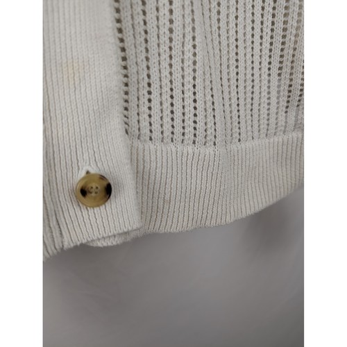Vintage Fisherman Chunky Loose Knit Button Cardigan Size M Cream Preppy Classic - Picture 5 of 10