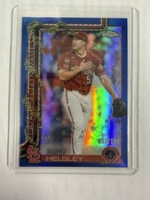 2025 Topps Holiday Chrome Ryan Helsley /199 Blue Refractor Cardinals