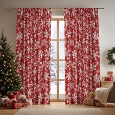 Horaldaily Christmas Sheer Curtains for Living 52"W x 84"L Pack of 2 , Red