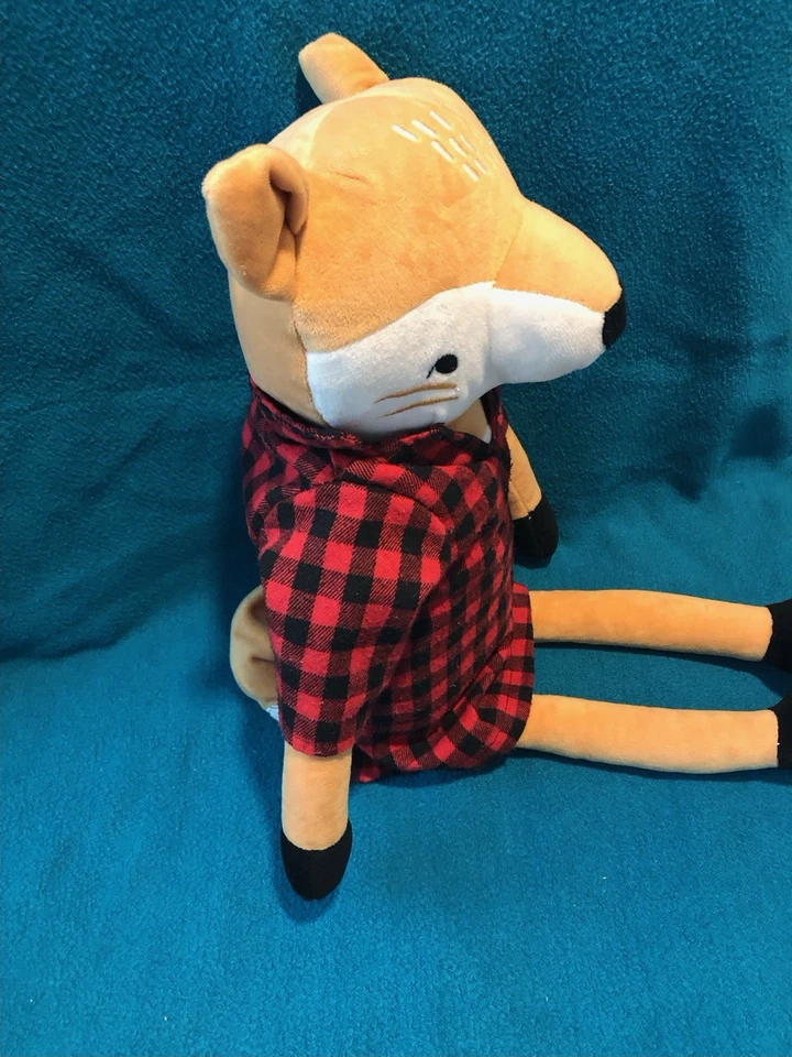 Marmalade Theodore Fox Plush Figural Throw Pillow Red Black Buffalo Plaid Shirt - Image 3 of 4