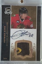 2007-08 The Cup Patrick Kane RC Rookie Rainbow ON CARD Autograph Patch #86/88. rookie card picture