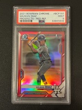 Wilman Diaz 2021 Bowman Chrome 1st Red Refractor /5 PSA 9 Dodgers