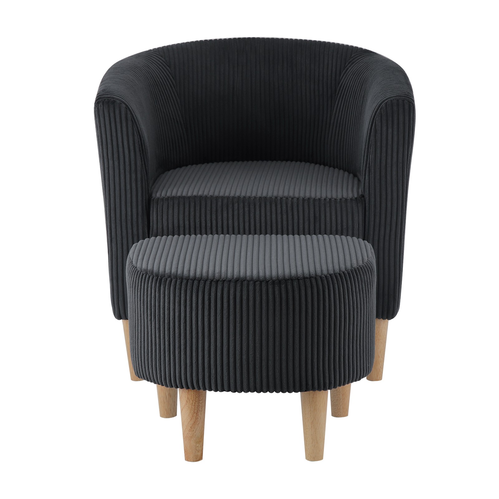 Accent Modern Armchair Swivel Single Sofa w/Ottoman Chair Black for Living Room