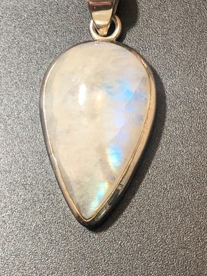 Handgefertigter Sterling Silber Mondstein Anhänger - 50 mm Träne, offener Boden, 925