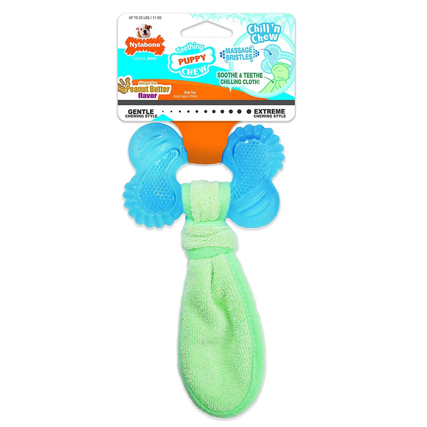 Nylabone Teething Puppy Chill'n Chew Peanut Butter Chew Toy for Dogs and Puppies