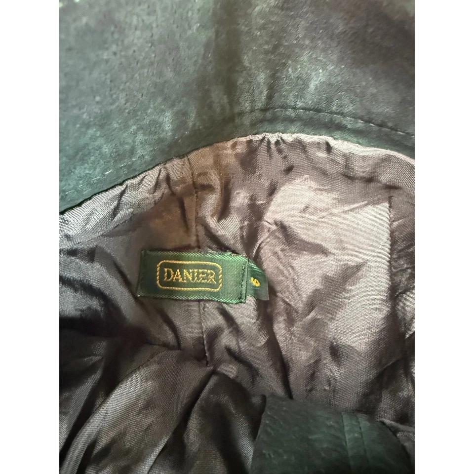 Danier Suede Leather Pleated High Waist Trousers Dark Green Size 40 Women - Image 4 of 4