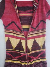 Free People Lima Aztec Knit Long Hooded Cardigan Duster Sweater Coat L NWT