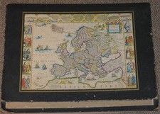 Duży zbiór dużych starych kart Europy sprzed 1900 roku w kartonowym pudełku