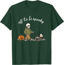 Cute Funny Skeleton Walking Dog Off to Be Spooky Halloween T-Shirt