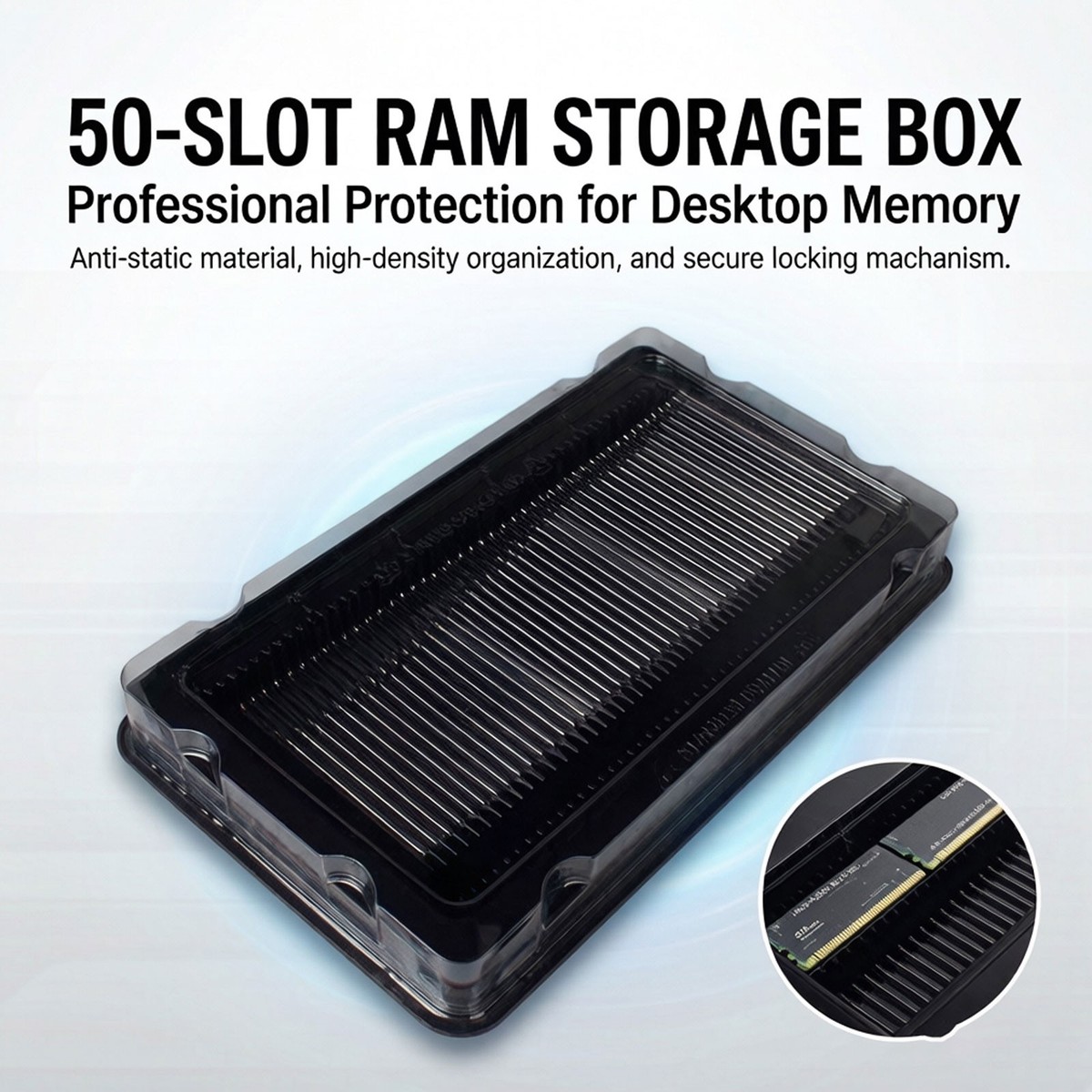 5x ESD DIMM RAM Memory Trays with Lid /Fits 50pcs DDR/DDR2/DDR3
