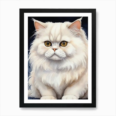 Niedliche Perserkatze Gemälde Kunstdruck gerahmt Wandbild Poster Leinwanddruck Bild