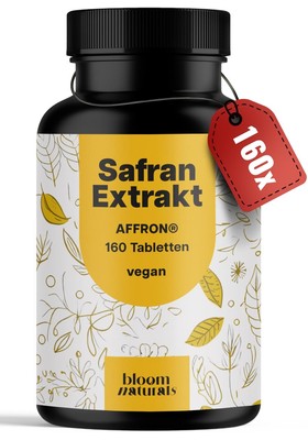 Safran Extrakt Tabletten Hochdosiert - 160 Stück - 30mg AFFRON  - Vegan