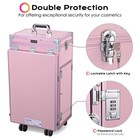 Byootique Nail Desk Rolling Makeup Train Case with Telescopic Handle, Pink — photo 7