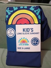 New Life is Good Sun Shirt UNISEX XL Kids Navy LNG Sleeve Stretch UPF 50